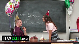 Naughty teen Chi Chi Medina fucks coach cummings for his birthday