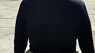 Outdoor Mini Skirt No Pantie with Anal Plug