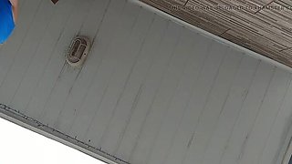 Priscila's Fat Pussy Flashed While Cleaning Sidewalk Without Panties