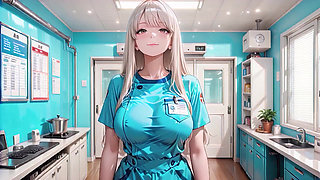 AI Generated - Gentle Nurse Gets Horny at Home: Oiled Big Ass Wild Cowgirl Riding