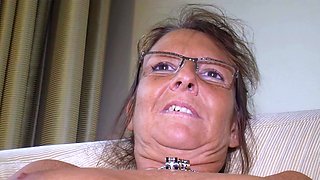 German old granny tries sex casting and masturbates