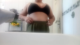 Alone at home in washroom enjoying pussy fucking