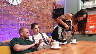 Busty Housewife Monika Fox Gets Rough Punishment for Bad Dinner – Big Tits MILF Double Penetration