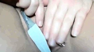 Massaging clit of my pierced pussy (close up)
