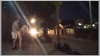 Woman Fucking In Public With Man On The Streets In Short Dress Without Panties Shows Pussy To Voyeur