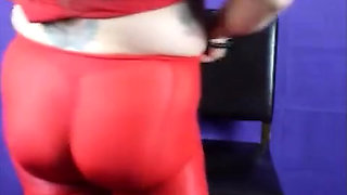 Red Crotchless Pantyhose Fun