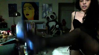 Amateur super sexy teen busty brunette in action