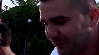 Outdoor DP Threesome Blonde Babes Wild Poolside Fuck