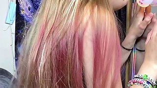 Hot huge titted blonde solo toy fuck