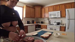 Housewife Makes Lunch Then Fucked to Orgasm