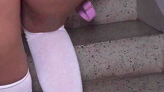 College Girl Sylenna Gets Bent Over the Stairwell & Fucked by Her Math Teacher