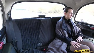 Caroline Ardolino gets her tight pussy licked & spanked in wild fake taxi ride