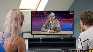 Hot milf Malusha gets her big tits jerked off by her boyfriend