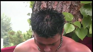 Vintage cock sucking pussy fucking in the garden