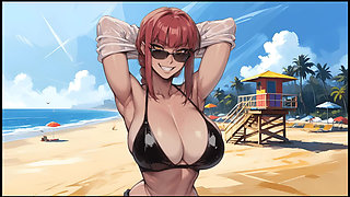 My New Girlfriend [ Taboo Hentai Game ] Ep.24 Day at the Beach with My Two Hot Step Sisters!