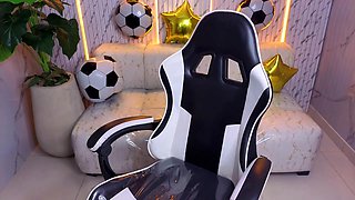 Sexy Asian Teen Shows Feet and Strips in -Censored- Chair