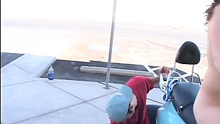 Little April Dogging in a Bike