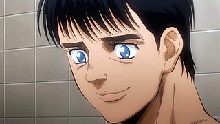 Muscle daddy destroys nerd in public restroom - Gay Anime