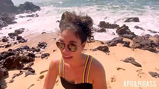 April BigAss Takes a Wild Piss on the Beach in Messy Watersports Action