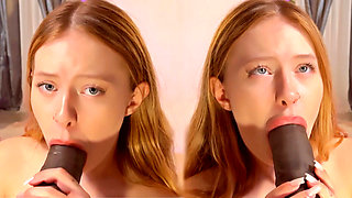 Blue-Eyed Blonde Deepthroats a Huge Black Cock - Autumn Tears