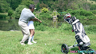 Right in the Hole - Latina Babe Gets Anal Sex on Golf Field