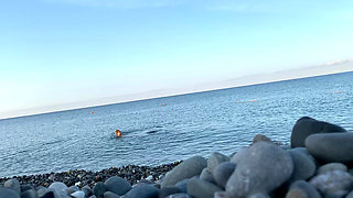 Monika Fox Swims Naked In Sea