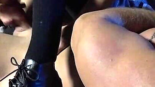 Femdom with muscle guy and skinny tall dominatrix