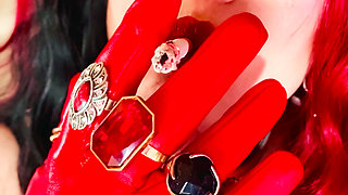 Dressed In A Leather Dress, Gloves & Jewellery Miss Tina Snua Smokes A Cigarette