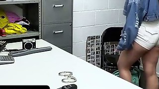 Busty towheaded gives a deep fellatio in office