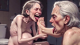 Two Ugly 90 Year Old Grannies Foot Fetish - Licking & Moaning in Pleasure