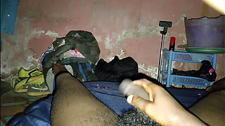 The African Black Guy, Bobby Johnson is just stroking and caressing his dick against his laps for fun