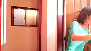 Asian stepdaughter Riku Ichikawa gets caught changing by father in law at home - horny wife used like a toy instead of husband at neighborhood meeting