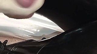 The Slave All in Latex Had to Take Good Care of Me, Until My Orgasm and His Cumshot. 3 Angle