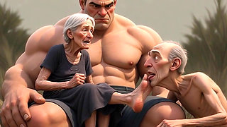 Pathetic Cuckold Licks His Wife's Toes While She's in Bull's Arms - Foot Worship Humiliation