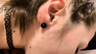 Mature brunette amateur giving a great POV blowjob
