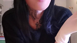 I'm Hungry Now Eating Salmon White Latex Gloves Goddesslolli