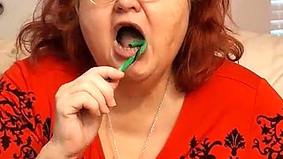 BBW Nurse Vicki Is Sucking and Licking a Candy Cane Fir You