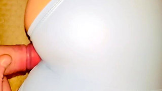 Rubbing My Big Cock on Wifes Perfect Tight Cameltoe in Yoga Shorts Doggystyle