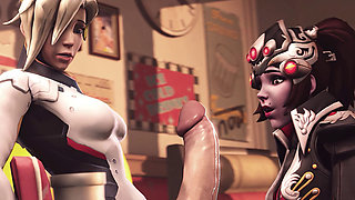 Overwatch Futa - Mercy & Widowmaker Blowjob and Doggystyle Animation