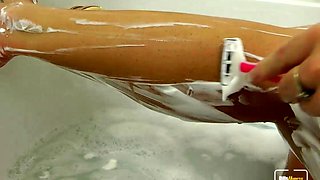 Hot blonde glamour babe solo plays to pleasure her hot body