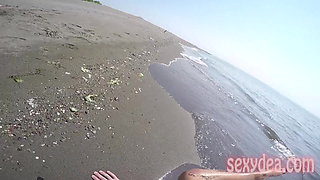 Sexydea Beach Bang Ass Tease, BJ, Ride & Cum Splash!