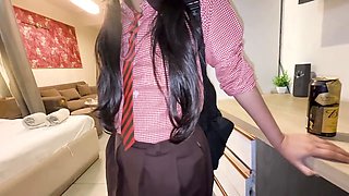 School se aate he horny girlfriend ke Sath rough sex kiya