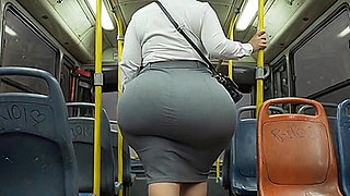 "Masked Secretary BBW Gets Ass Pressed on Crowded Public Bus"