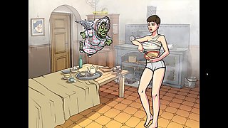 Natural big tits and a huge ass in a steamy 3D animation