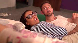 Stepdaughter is going to get off with hard 3some sex