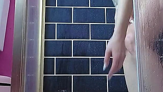 Huge Dildo Riding in Shower