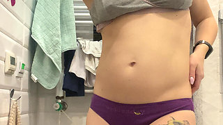 Strong Girl Showing Her Muscles and Flashing Ass, Tits and Pussy