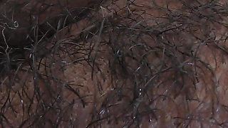 Hairy black pussy gets filled with white dick and hot cream