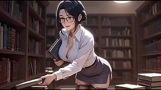 AI Secretary Organizing Books Calmly