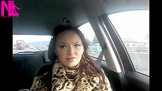 Sexy Speedy Driving in Patent Black Pumps and Seamed Black Pantyhose